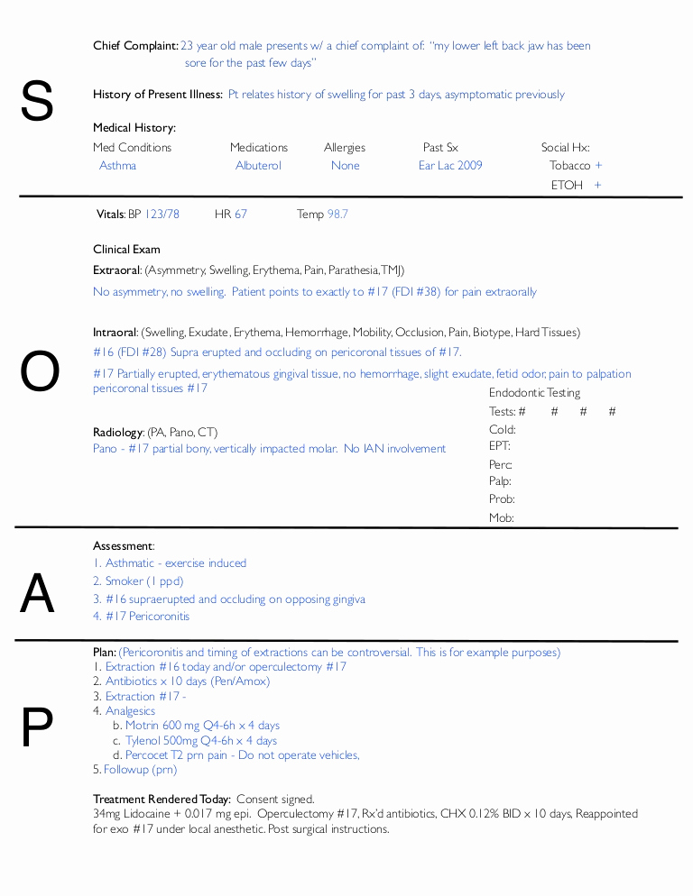 Dental Progress Notes Template Inspirational soap Notes Dentistry Example