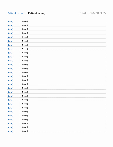 Dental Progress Notes Template Lovely Patient Progress Notes form