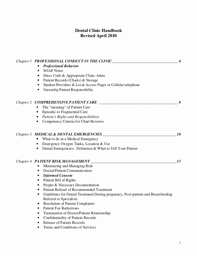 Dental Treatment Notes Template New Dental Clinic Handbook Revised April 2010