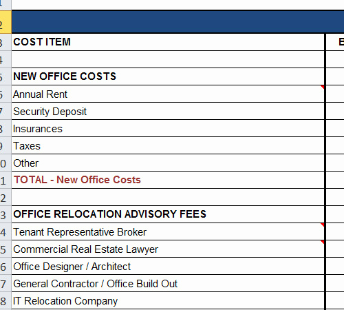 Department Budget Template Excel Elegant Fice Relocation Bud Spreadsheet Template