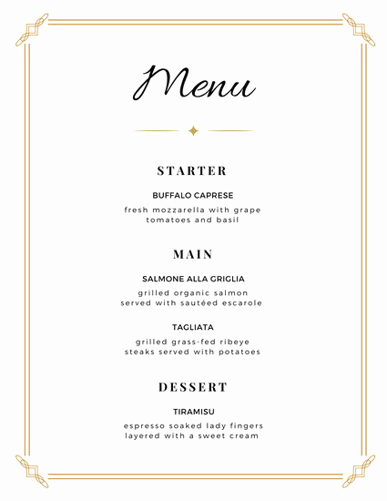 Dinner Menu Template Free Fresh Blank Fancy Menu Template Free Download Aashe