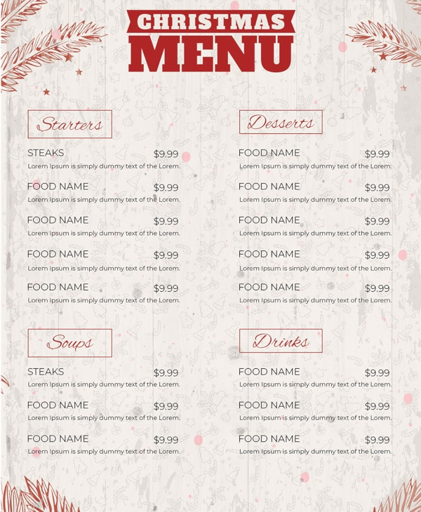 Dinner Menu Template Free Fresh Christmas Menu Template 26 Free Psd Eps Ai