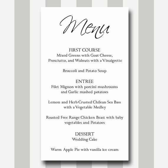 Dinner Menu Template Free Inspirational Items Similar to Menu Card Diy Printable Template