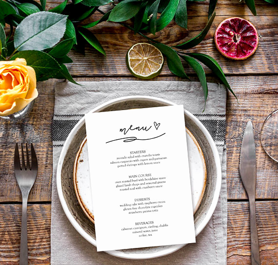 Dinner Menu Template Free Inspirational Menu Template Elegant Dinner Party Menu Template Bridal