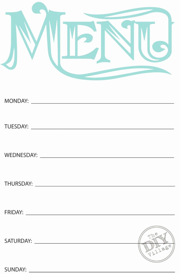 Dinner Menu Template Free Lovely Free Printable Weekly Menu Planners the Diy Village