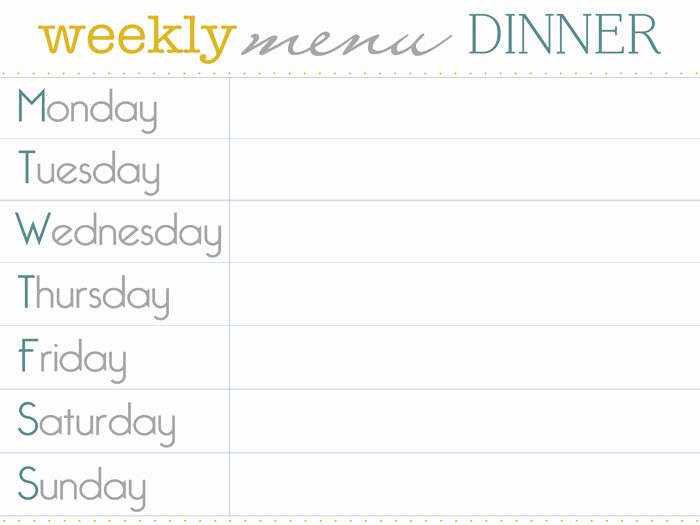 Dinner Menu Template Free Lovely Weekly Supper Menu Planner