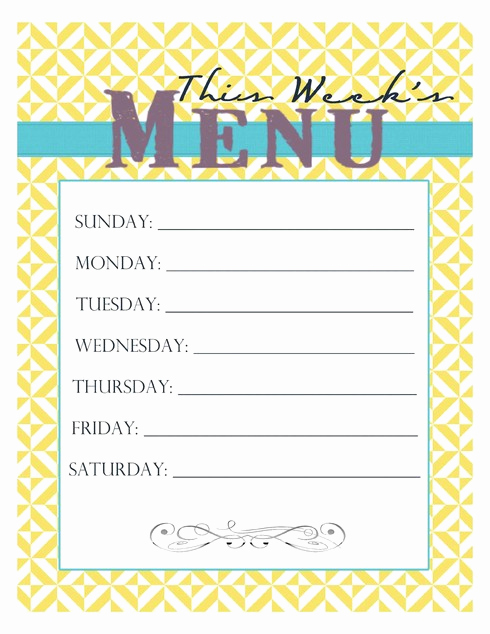 Dinner Menu Template Free Luxury 20 Free Menu Planner Printables