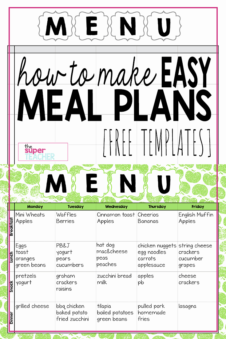 Dinner Menu Template Free Unique Make Easy Meal Plans with This Free Weekly Template the