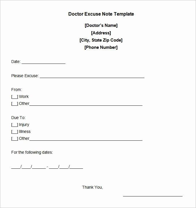 Doctor Excuse Note Template Beautiful Doctor Excuse Note