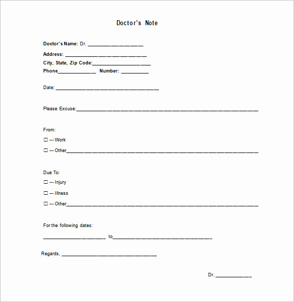 Doctor Excuse Note Template Beautiful Medical Doctor Note Template 13 Free Sample Example