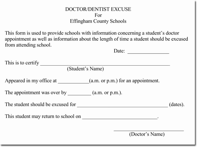 Doctor Excuse Note Template Fresh Doctor S Note Templates 28 Blank formats to Create