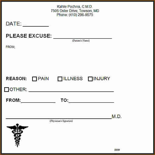 Doctor Excuse Note Template Unique Fake Doctors Note