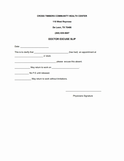 Doctor Note Template for Work Awesome Doctors Note for Work Template