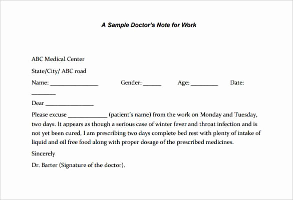 Doctor Note Template for Work Fresh 6 Printable Doctor S Note for Work Templates Pdf Word