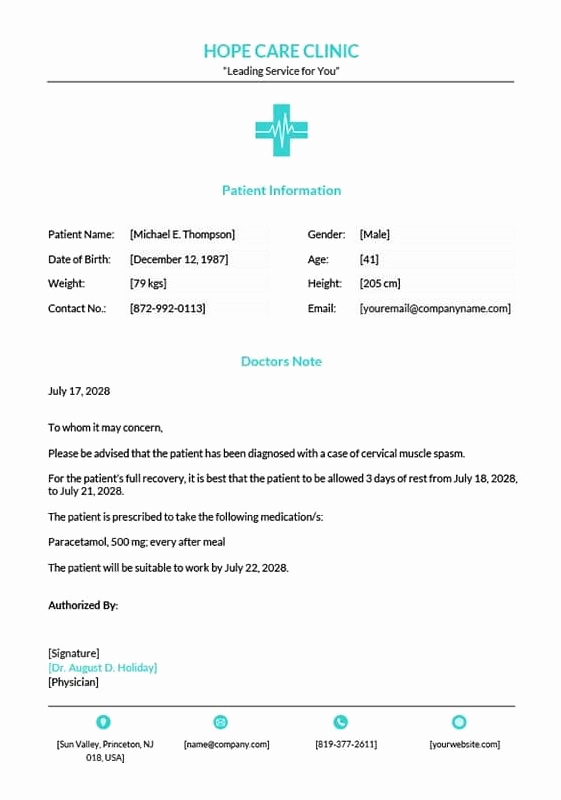 Doctor Note Template for Work Unique 9 Best Free Doctors Note Templates for Work