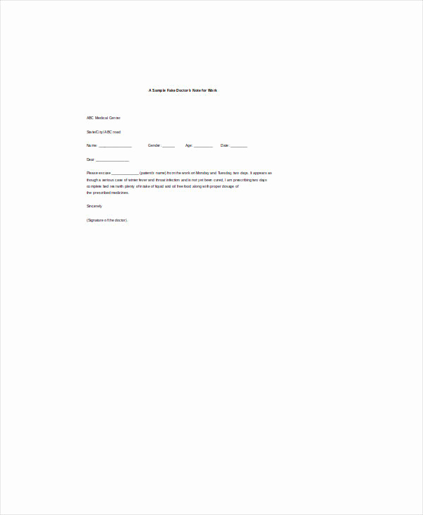 Doctor Note Template Free Download Elegant Doctor Note Template 6 Free Sample Example format