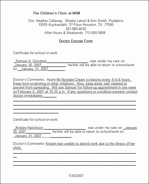 Doctor Note Template Free Download Luxury Sample Doctor Note 30 Free Documents In Pdf Word In
