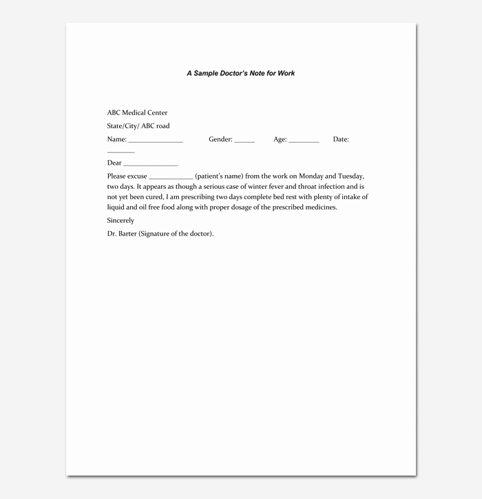 Doctor Note Template Pdf Awesome Doctors Note Template 7 Fillable Notes for Word &amp; Pdf