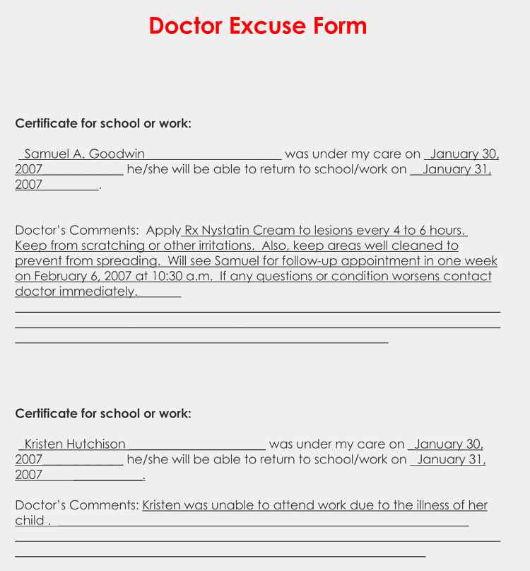 Doctors Note for School Template Fresh 36 Free Fill In Blank Doctors Note Templates for Work