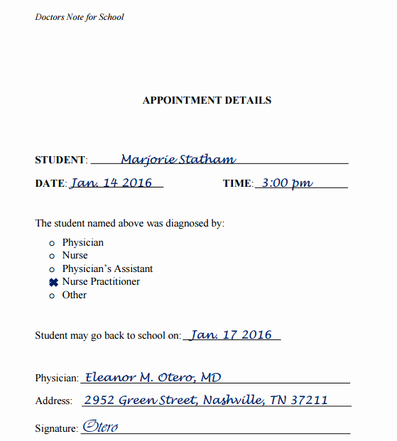 Doctors Note for School Template Fresh 8 Doctors Note Samples for Appointments Work or School