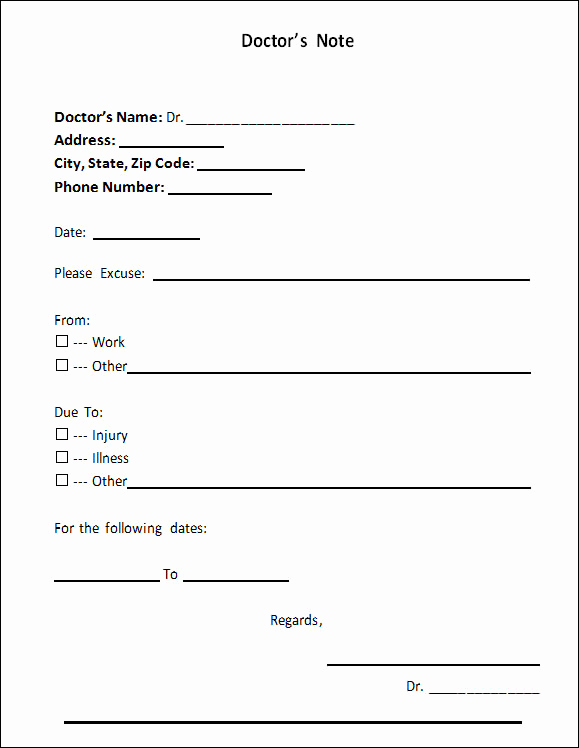 Doctors Note for Work Template Awesome Doctor Note Template