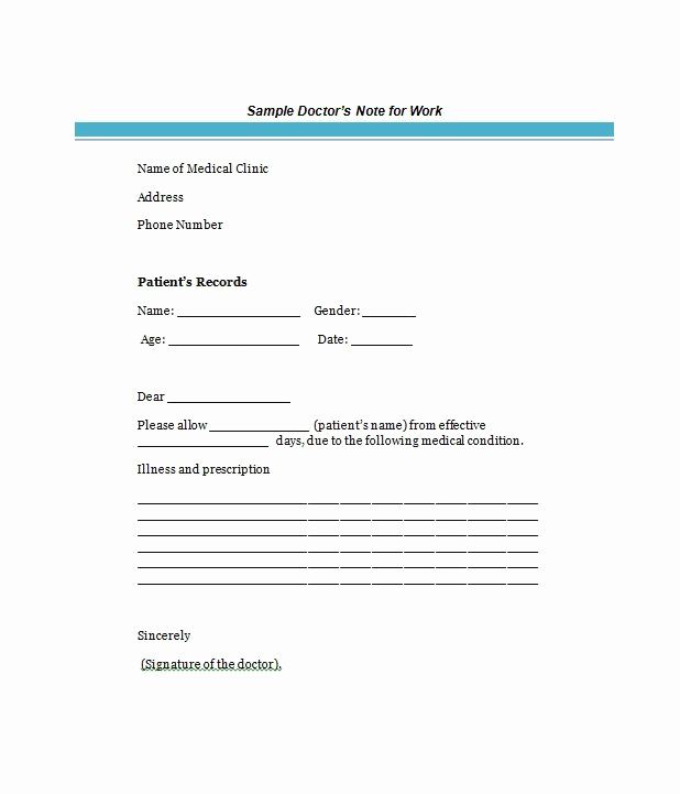 Doctors Note for Work Template Fresh 25 Free Doctor Note Excuse Templates Templatelab