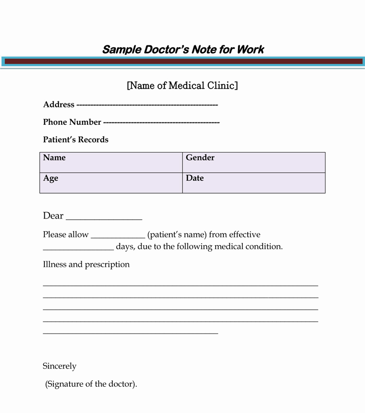 Doctors Note for Work Template Inspirational 36 Free Fill In Blank Doctors Note Templates for Work