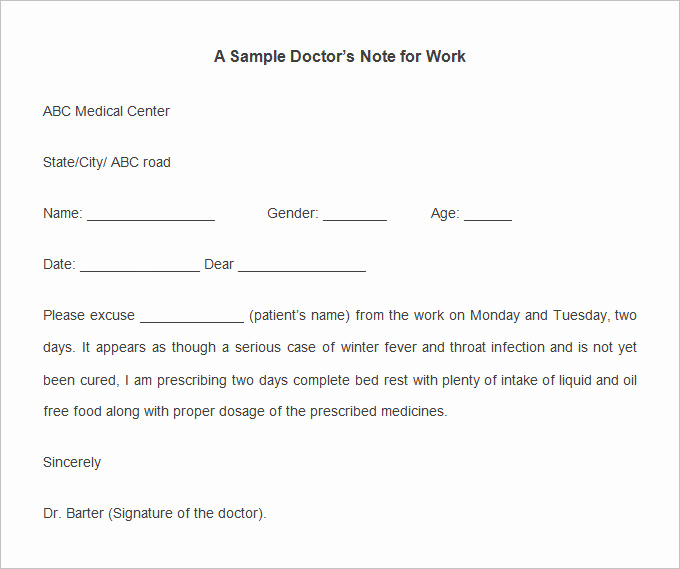 Doctors Note Template Download Free Luxury Doctors Note Template 9 Free Sample Example format