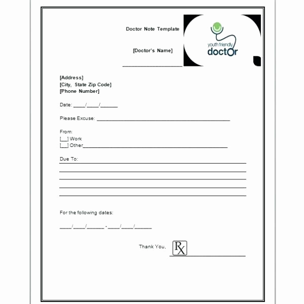 Doctors Note Template Free Beautiful Fake Doctors Note Template for Work or School Pdf