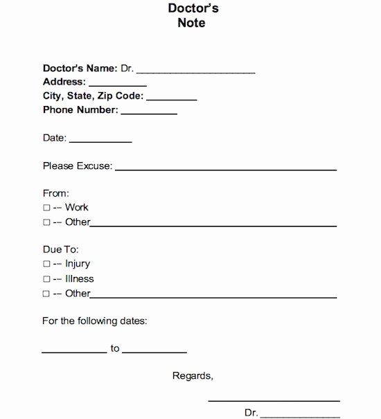 Doctors Note Template Free Download Fresh Free Doctor S Note Excuse Note Templates Template Section