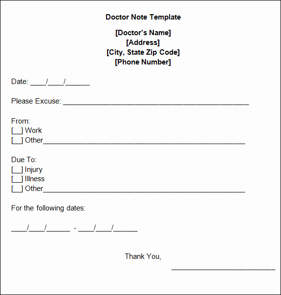 Doctors Note Template Free Download Inspirational Doctors Note Template