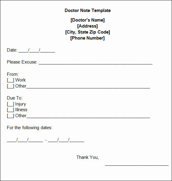 Doctors Note Template Free Download Inspirational Doctors Note Template