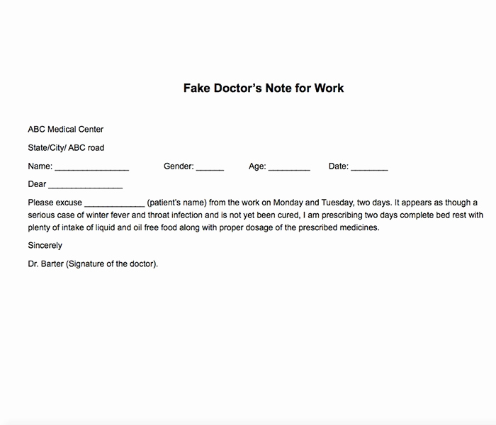 Doctors Note Template Free Unique Free Printable Doctors Note for Work