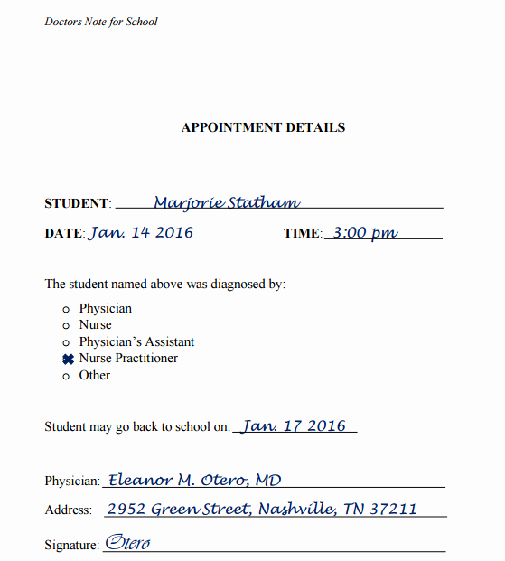 Doctors Notes for School Template Awesome 8 Doctors Note Samples for Appointments Work or School