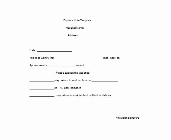 Doctors Notes for School Template Fresh Sample Free Doctors Note Templates &amp; Fake Notes Word