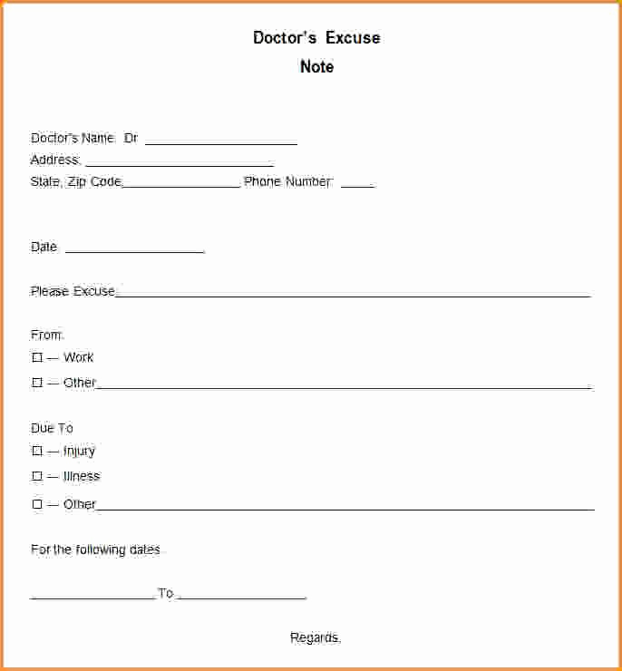 Doctors Notes for School Template Unique Free Printable Doctors Excuse for Work