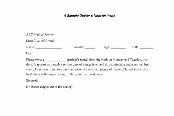 Doctors Notes for Work Template Elegant 37 Doctors Note Template Free Pdf Word Examples