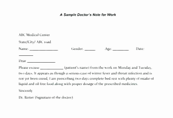 Doctors Notes for Work Template New Fake Doctors Note Template for Work or School Pdf