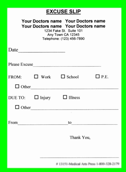 Doctors Notes for Work Template New Print A Doctors Note