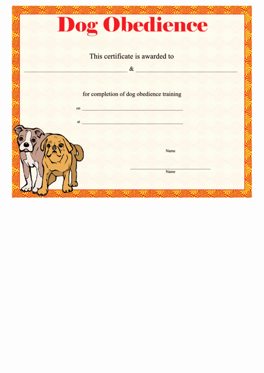 Dog Training Certificate Template Awesome Dog Obe Nce Certificate Printable Pdf