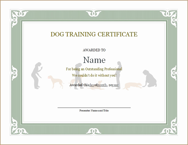 Dog Training Certificate Template Beautiful Dog Training Certificate