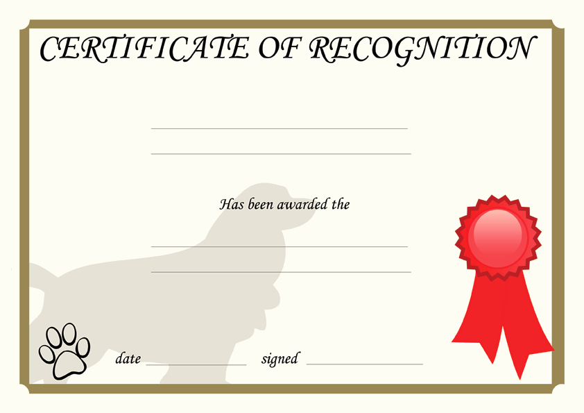 Dog Training Certificate Template Beautiful Dogs Awards Ribbon Design Template Certificate