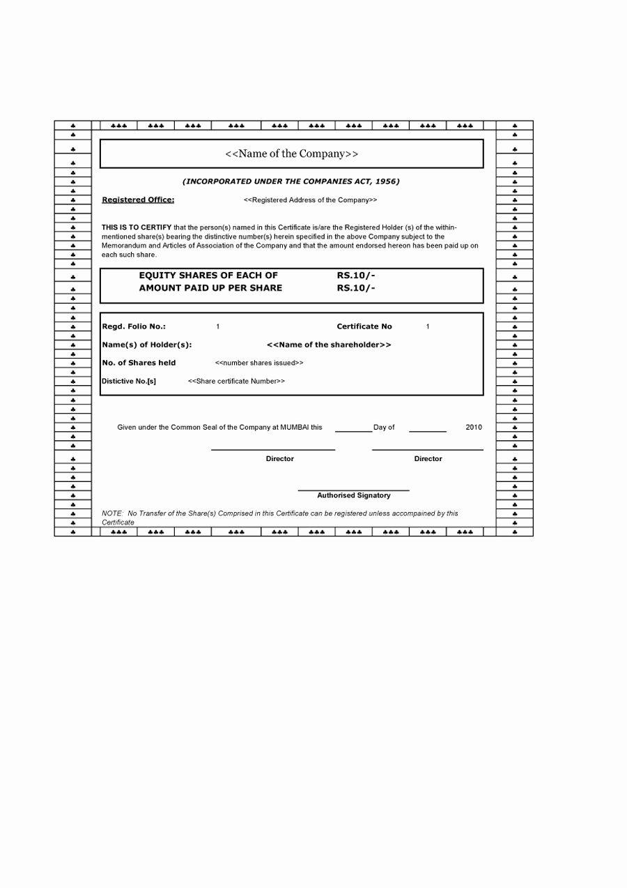 Download Stock Certificate Template Fresh 41 Free Stock Certificate Templates Word Pdf Free