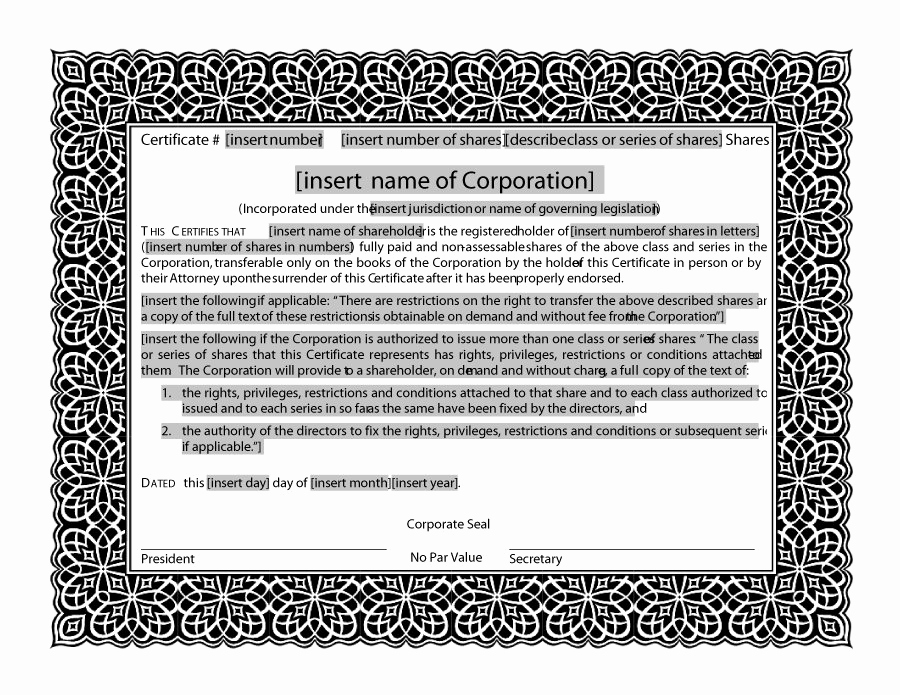 Download Stock Certificate Template New 41 Free Stock Certificate Templates Word Pdf Free