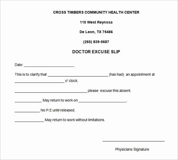 Dr Notes for Work Template Lovely 5 Doctors Note for Work Templates Free Sample Templates