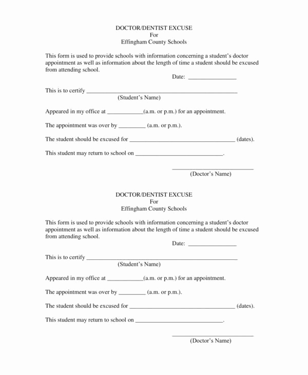 Dr Notes for Work Template Luxury 12 Excuse Note Templates for Work &amp; School Pdf