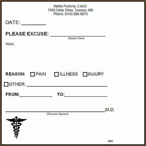 Drs Excuse Note Template Lovely Fake Doctors Note