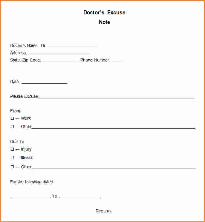 Drs Excuse Note Template New Free Printable Doctors Excuse for Work