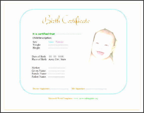 Editable Birth Certificate Template Awesome 10 Editable Birth Certificate Template Sampletemplatess