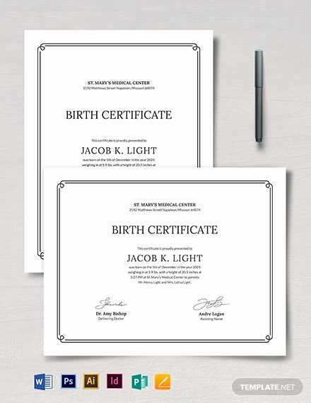 Editable Birth Certificate Template New Birth Certificate Template 38 Word Pdf Psd Ai